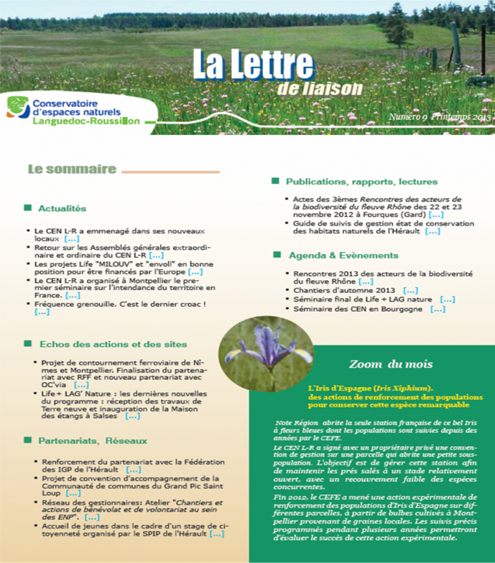 La Lettre de liaison n°4 du Conservatoire d’espaces naturels du Languedoc Roussillon est en ligne !