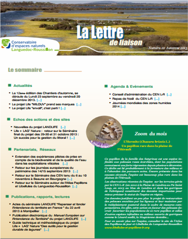 La lettre de liaison N°10 du Conservatoire d’espaces naturels du Languedoc-Roussillon est en ligne !